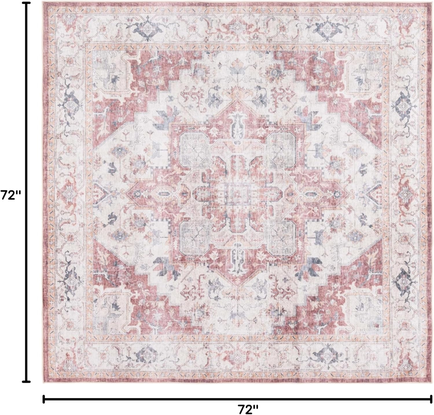 image:imageSAFAVIEH Washable Rug Arizona Collection 8 x 10 Blue amp Beige Slip Resistant amp Easy to Clean Ideal for Living Room Bedroom Home Office Dining Space ARZ523MBeigeRust