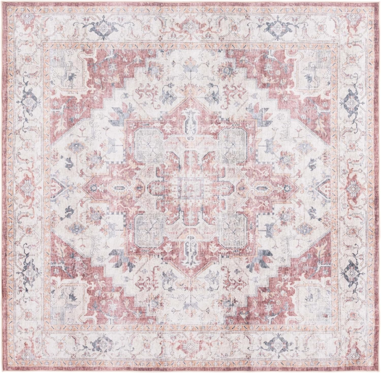 image:imageSAFAVIEH Washable Rug Arizona Collection 8 x 10 Blue amp Beige Slip Resistant amp Easy to Clean Ideal for Living Room Bedroom Home Office Dining Space ARZ523MBeigeRust
