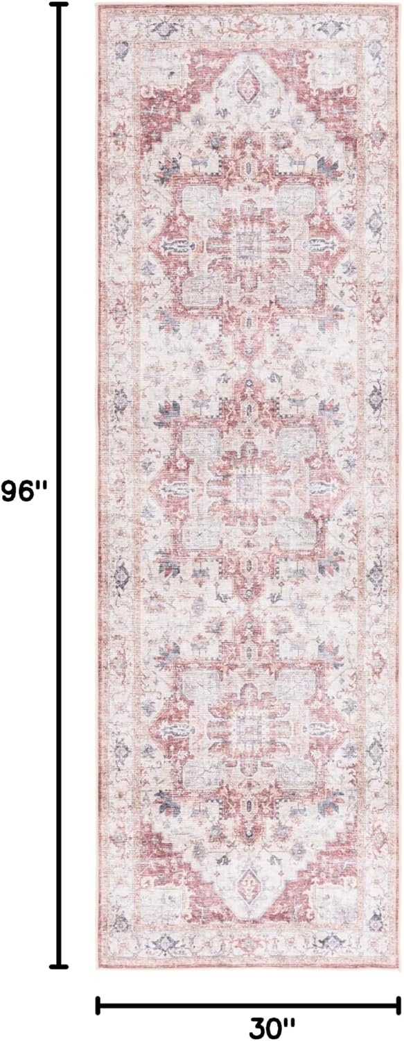 image:imageSAFAVIEH Washable Rug Arizona Collection 8 x 10 Blue amp Beige Slip Resistant amp Easy to Clean Ideal for Living Room Bedroom Home Office Dining Space ARZ523MBeigeRust