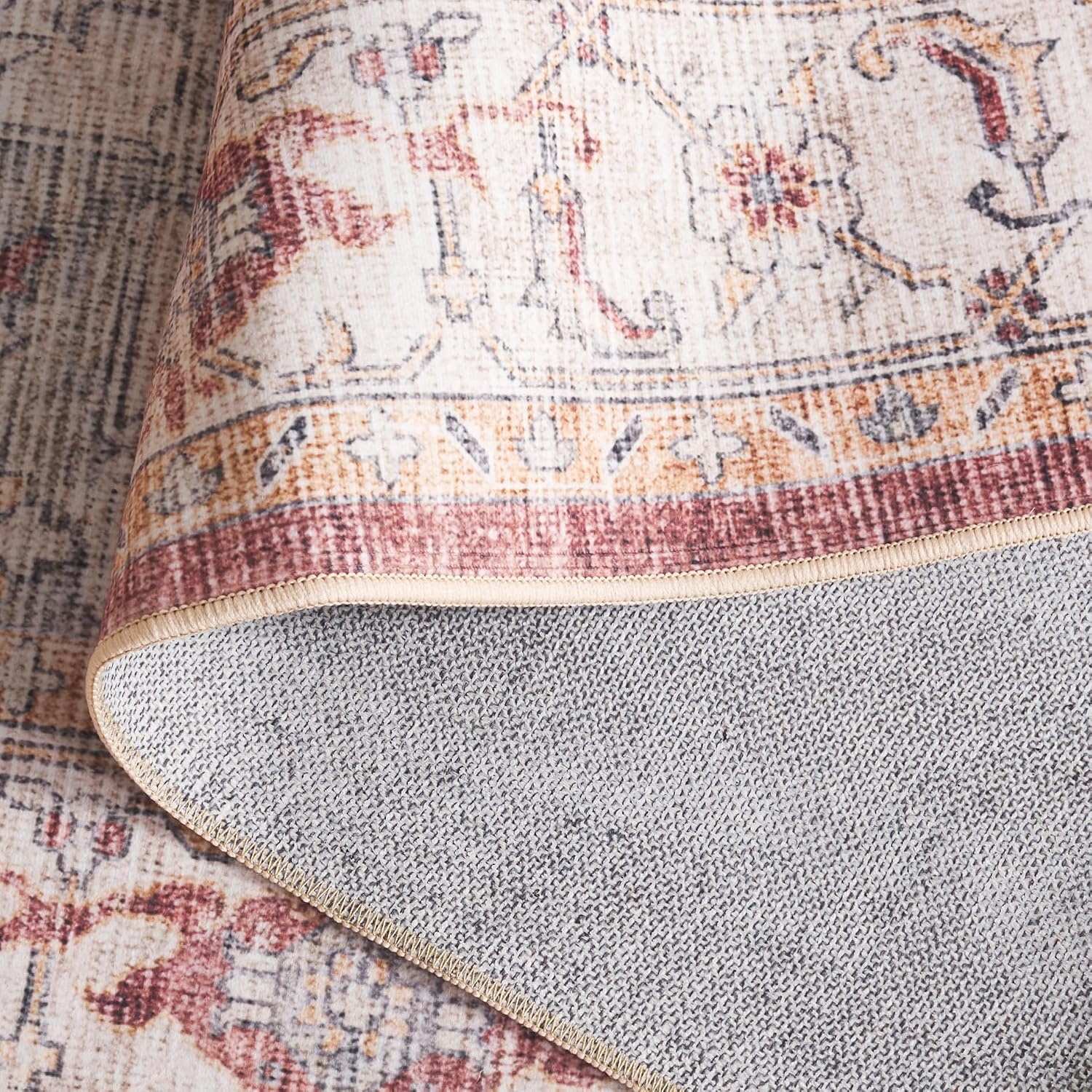 image:imageSAFAVIEH Washable Rug Arizona Collection 8 x 10 Blue amp Beige Slip Resistant amp Easy to Clean Ideal for Living Room Bedroom Home Office Dining Space ARZ523MBeigeRust