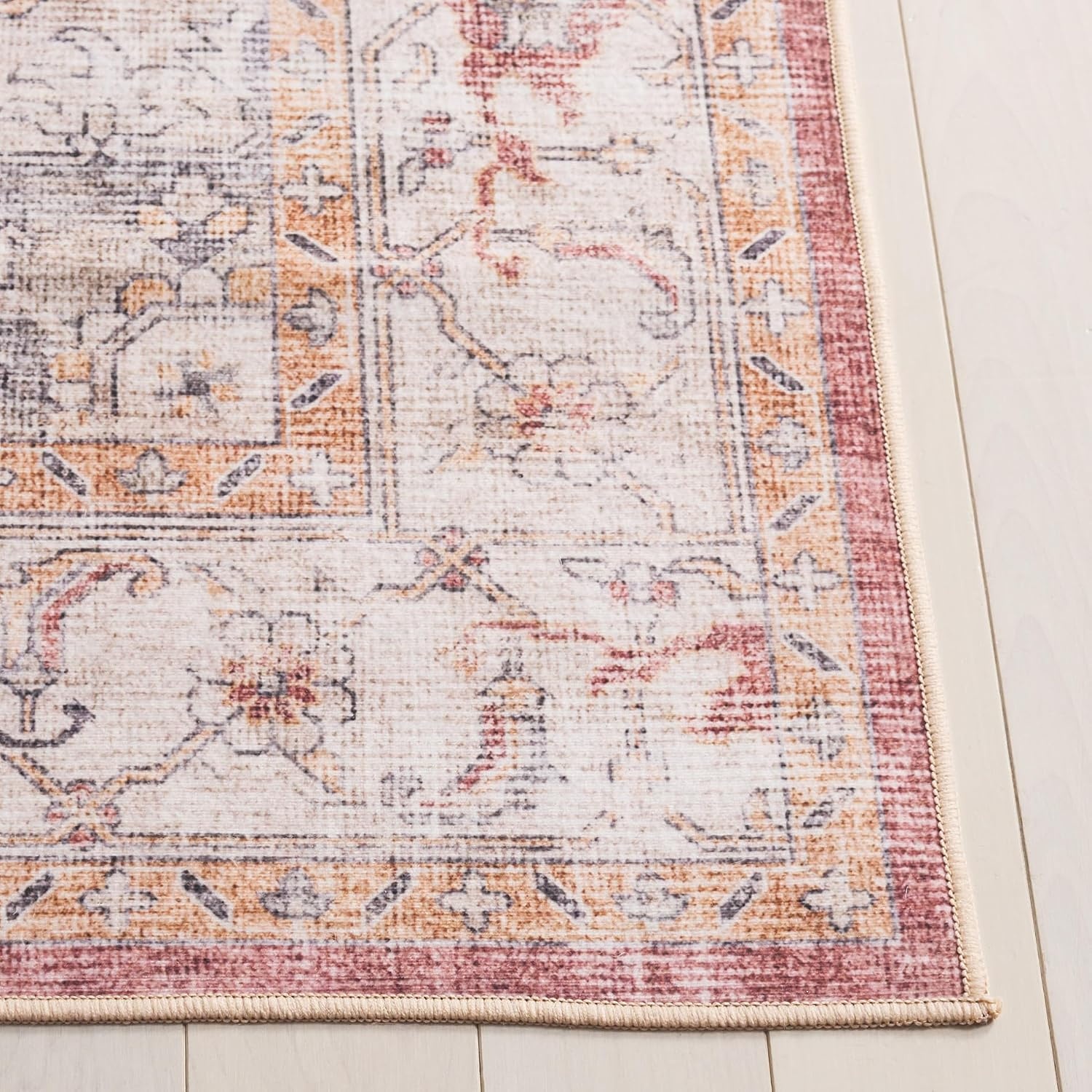 image:imageSAFAVIEH Washable Rug Arizona Collection 8 x 10 Blue amp Beige Slip Resistant amp Easy to Clean Ideal for Living Room Bedroom Home Office Dining Space ARZ523MBeigeRust