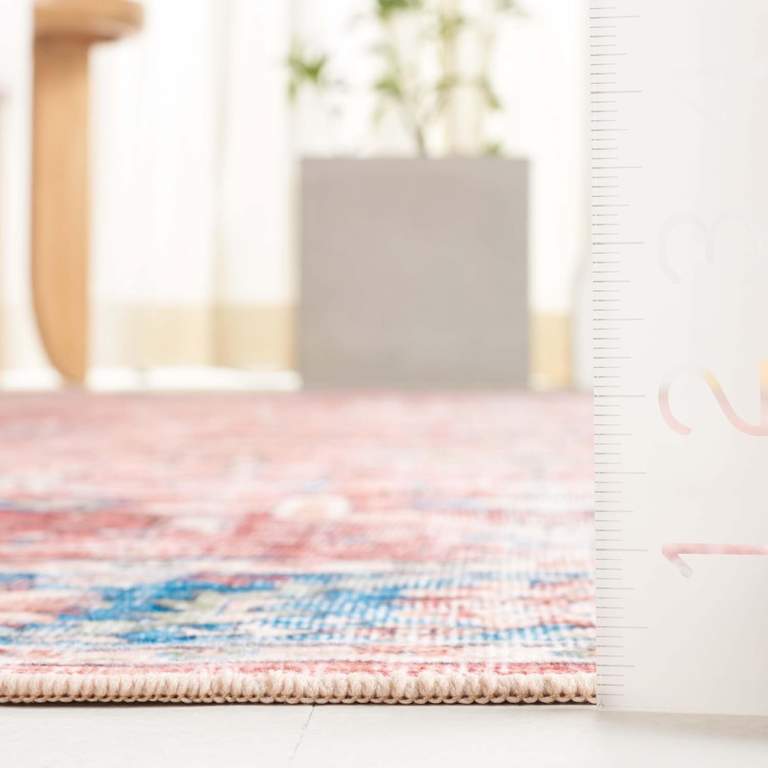 image:imageSAFAVIEH Washable Rug Arizona Collection 8 x 10 Rust amp Aqua Slip Resistant amp Easy to Clean Ideal for Living Room Bedroom Home Office Dining Space ARZ559QRustAqua