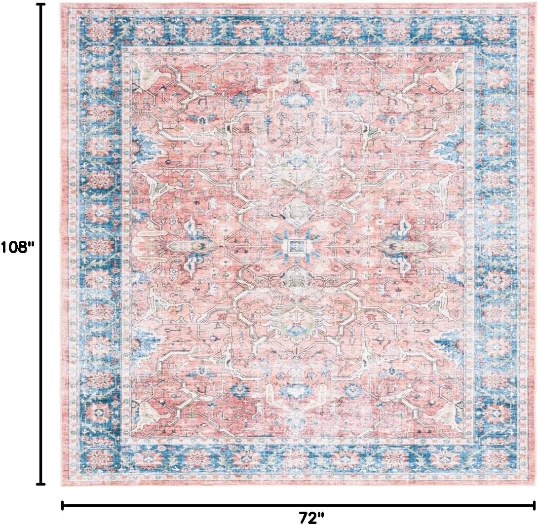 image:imageSAFAVIEH Washable Rug Arizona Collection 8 x 10 Rust amp Aqua Slip Resistant amp Easy to Clean Ideal for Living Room Bedroom Home Office Dining Space ARZ559QRustAqua