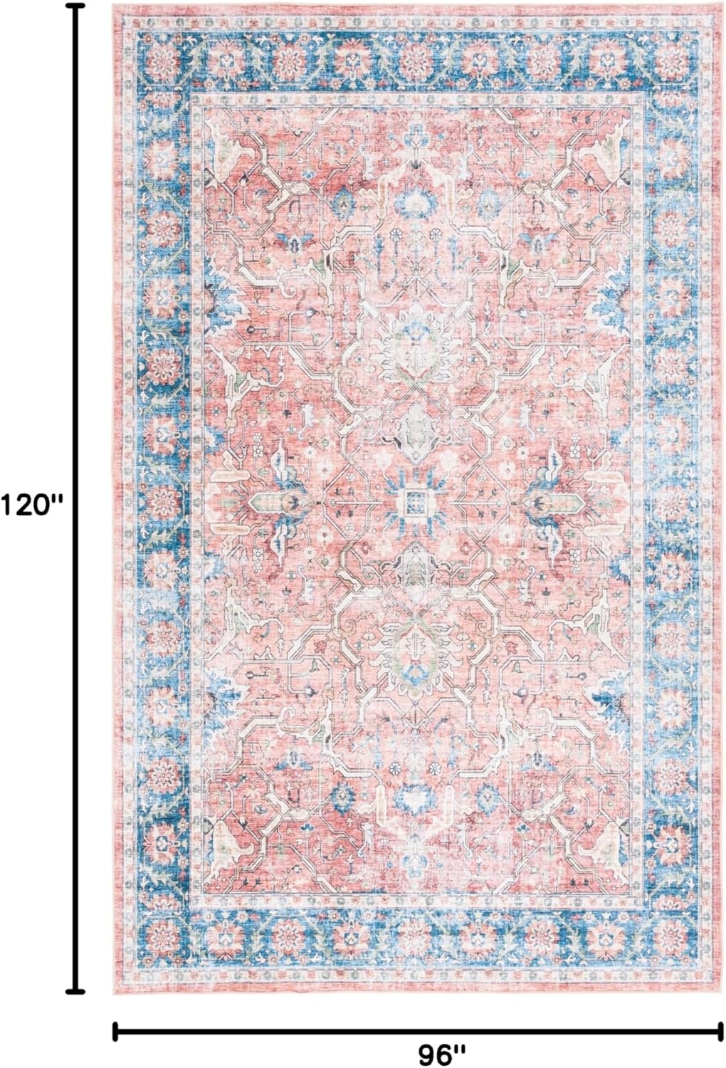 image:imageSAFAVIEH Washable Rug Arizona Collection 8 x 10 Rust amp Aqua Slip Resistant amp Easy to Clean Ideal for Living Room Bedroom Home Office Dining Space ARZ559QRustAqua