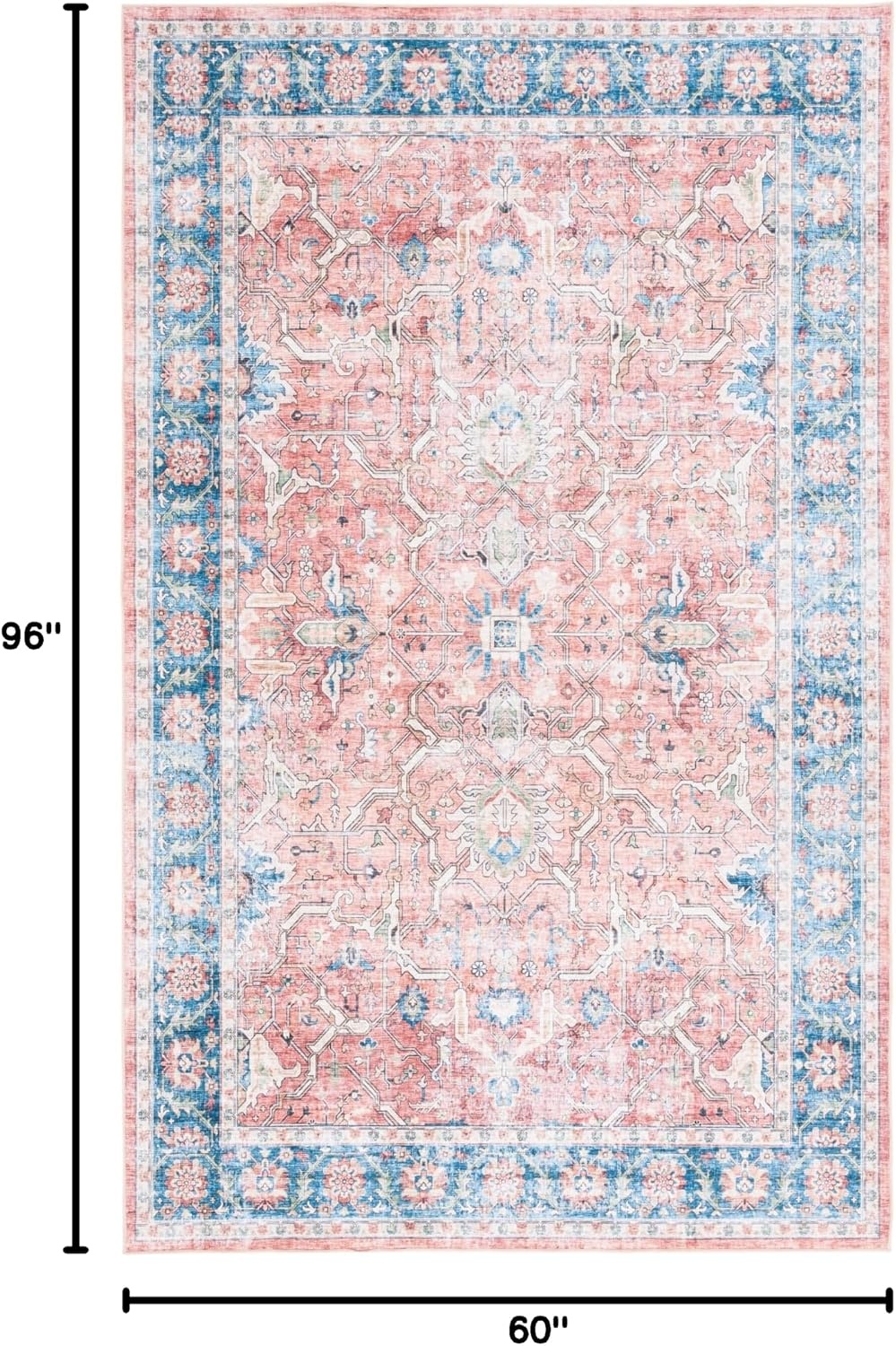 image:imageSAFAVIEH Washable Rug Arizona Collection 8 x 10 Rust amp Aqua Slip Resistant amp Easy to Clean Ideal for Living Room Bedroom Home Office Dining Space ARZ559QRustAqua