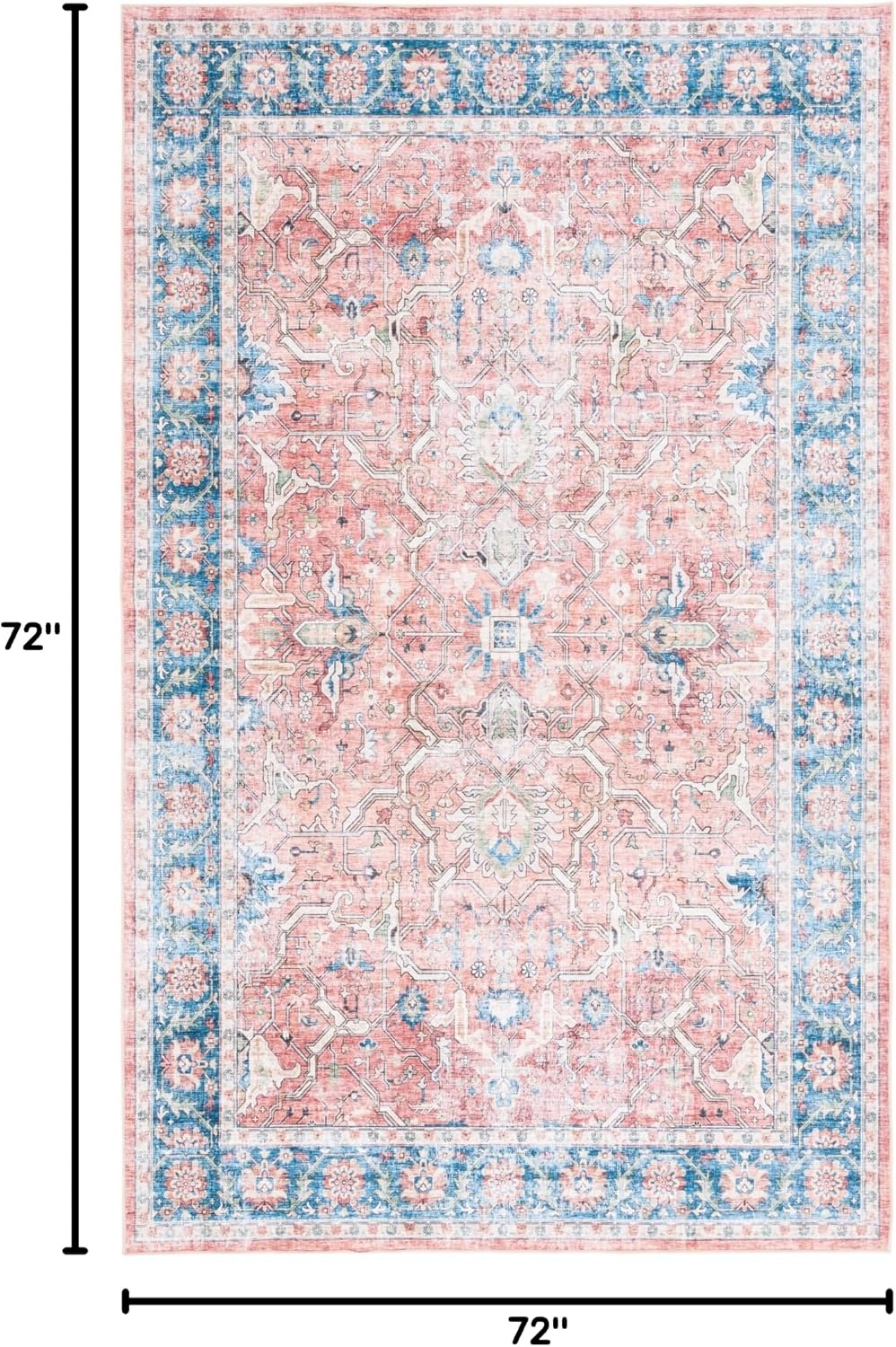 image:imageSAFAVIEH Washable Rug Arizona Collection 8 x 10 Rust amp Aqua Slip Resistant amp Easy to Clean Ideal for Living Room Bedroom Home Office Dining Space ARZ559QRustAqua