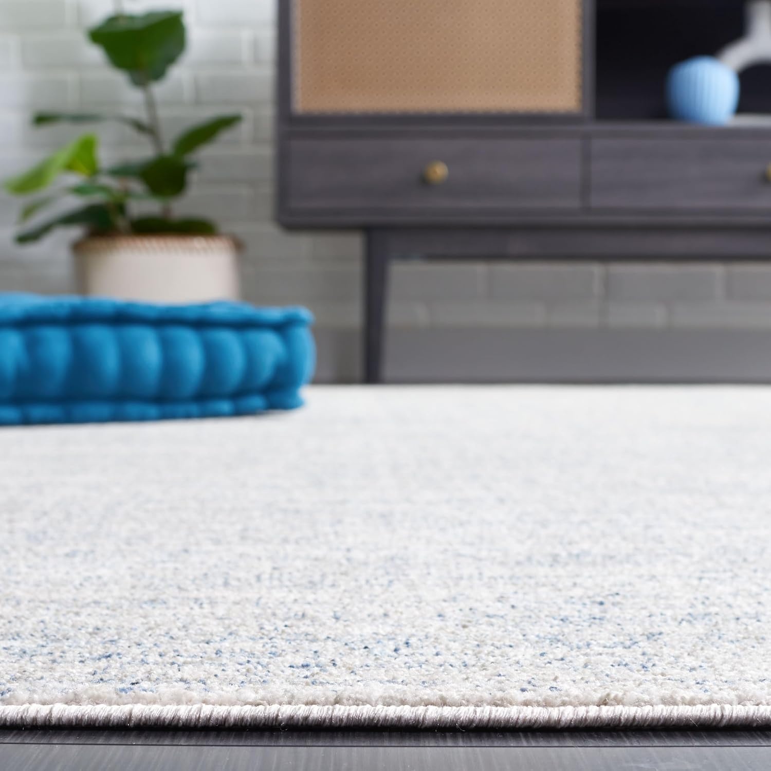 image:imageSAFAVIEH Washable Rug Dune Collection 53 x 76 Grey amp Grey Slip Resistant amp Easy to Clean Ideal for Living Room Bedroom Home Office Dining Space DUN420FBlueGrey