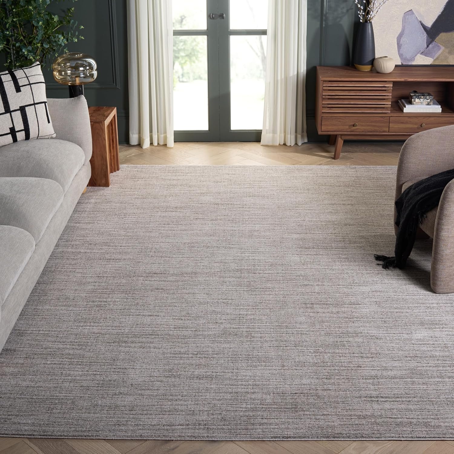 image:imageSAFAVIEH Washable Rug Dune Collection 53 x 76 Grey amp Grey Slip Resistant amp Easy to Clean Ideal for Living Room Bedroom Home Office Dining Space DUN420FBlueGrey