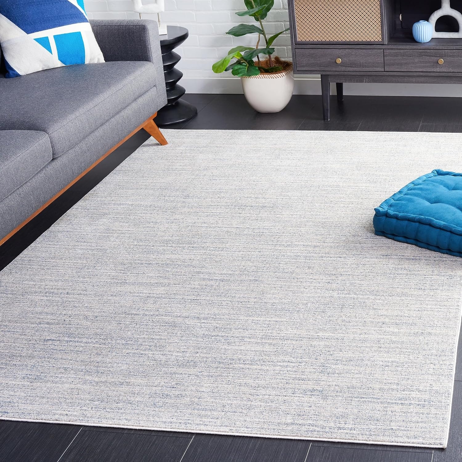 image:imageSAFAVIEH Washable Rug Dune Collection 53 x 76 Grey amp Grey Slip Resistant amp Easy to Clean Ideal for Living Room Bedroom Home Office Dining Space DUN420FBlueGrey