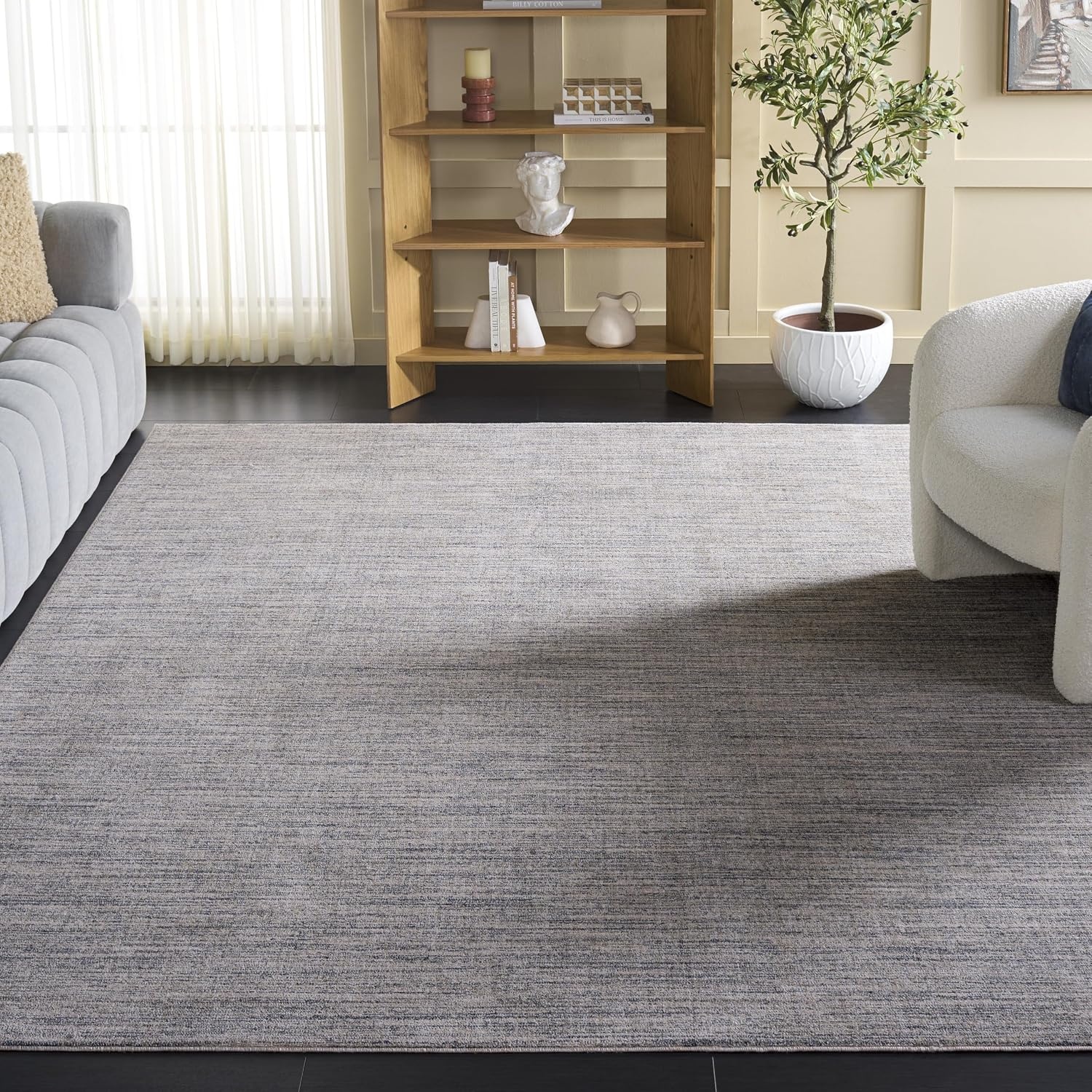 image:imageSAFAVIEH Washable Rug Dune Collection 53 x 76 Grey amp Grey Slip Resistant amp Easy to Clean Ideal for Living Room Bedroom Home Office Dining Space DUN420FGrey