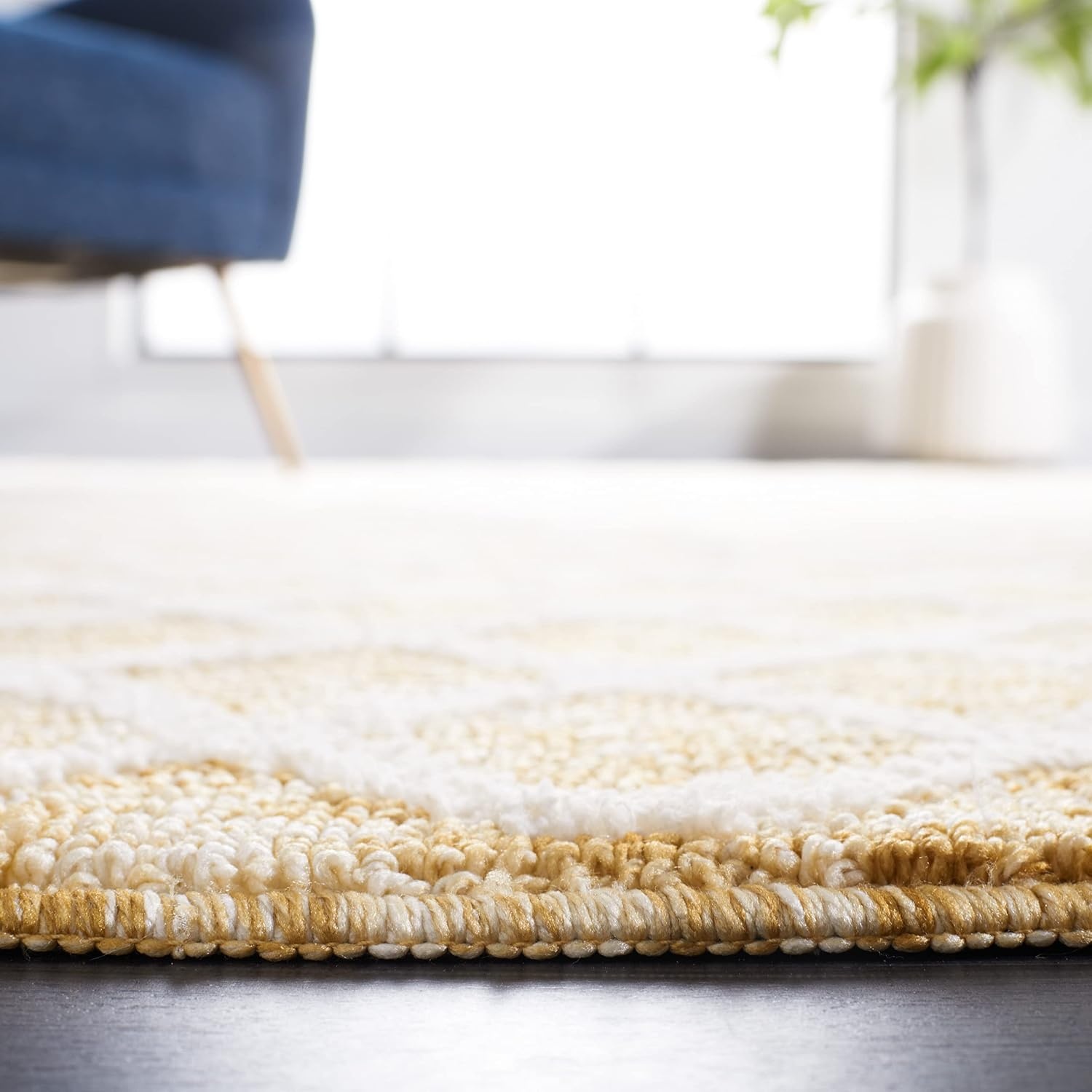 image:imageSAFAVIEH Washable Rug Easy Care Collection 5 x 8 Gold amp Ivory Easy to Clean Ideal for Living Room Bedroom Dining Space ECR113DGoldIvory