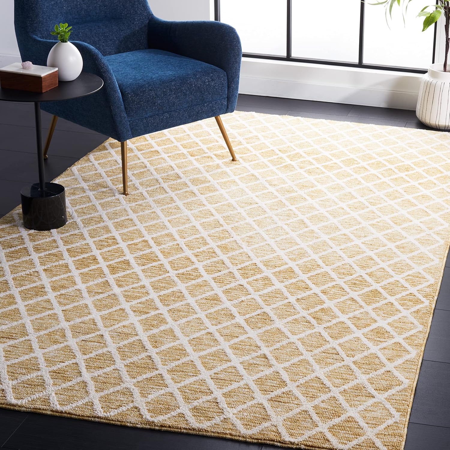 image:imageSAFAVIEH Washable Rug Easy Care Collection 5 x 8 Gold amp Ivory Easy to Clean Ideal for Living Room Bedroom Dining Space ECR113DGoldIvory