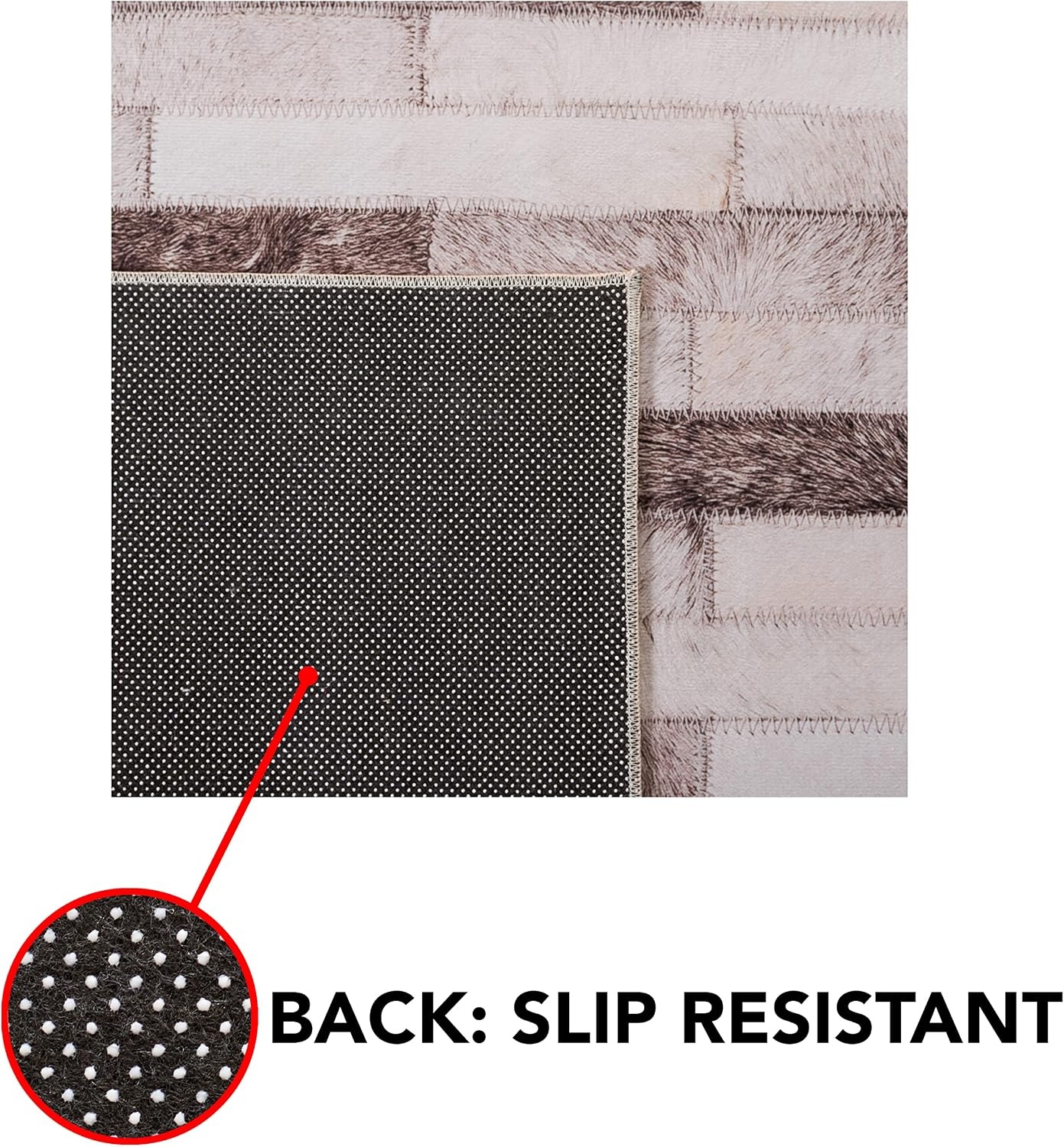 image:imageSAFAVIEH Washable Rug Faux Hide Collection 5 x 8 Beige amp Brown Slip Resistant Western Rustic Decor Printed Pattern Ideal for Living Room Bedroom Home Office Dining Space FAH500BBeigeBrown