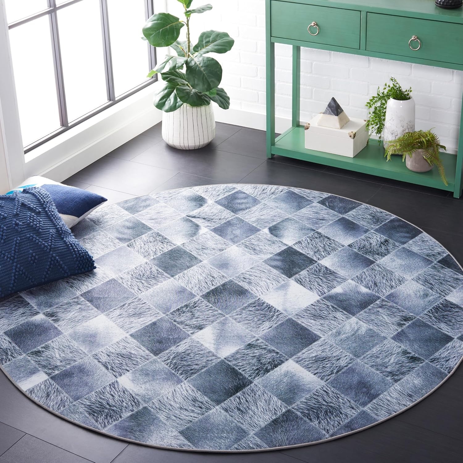 image:imageSAFAVIEH Washable Rug Faux Hide Collection 5 x 8 Grey amp Dark Grey Slip Resistant Modern Printed Pattern Ideal for Living Room Bedroom Home Office Dining Space FAH550GGreyDark Grey
