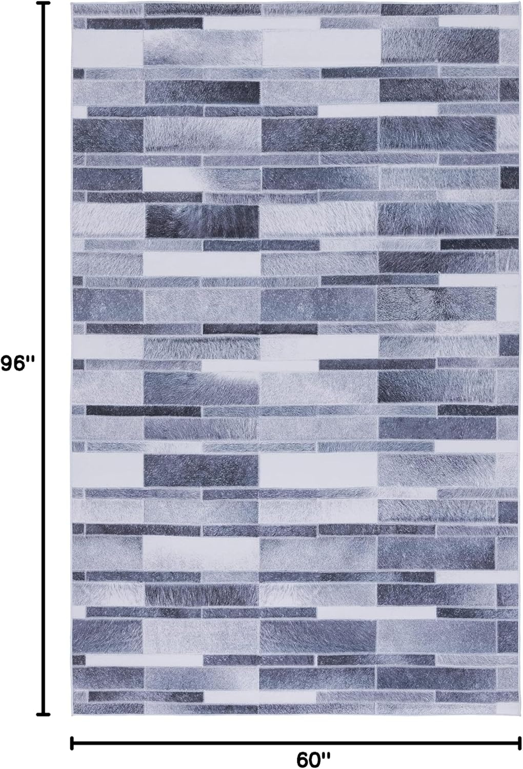 image:imageSAFAVIEH Washable Rug Faux Hide Collection 5 x 8 Grey amp Ivory Slip Resistant Modern Printed Pattern Ideal for Living Room Bedroom Home Office Dining Space FAH513FGreyIvory