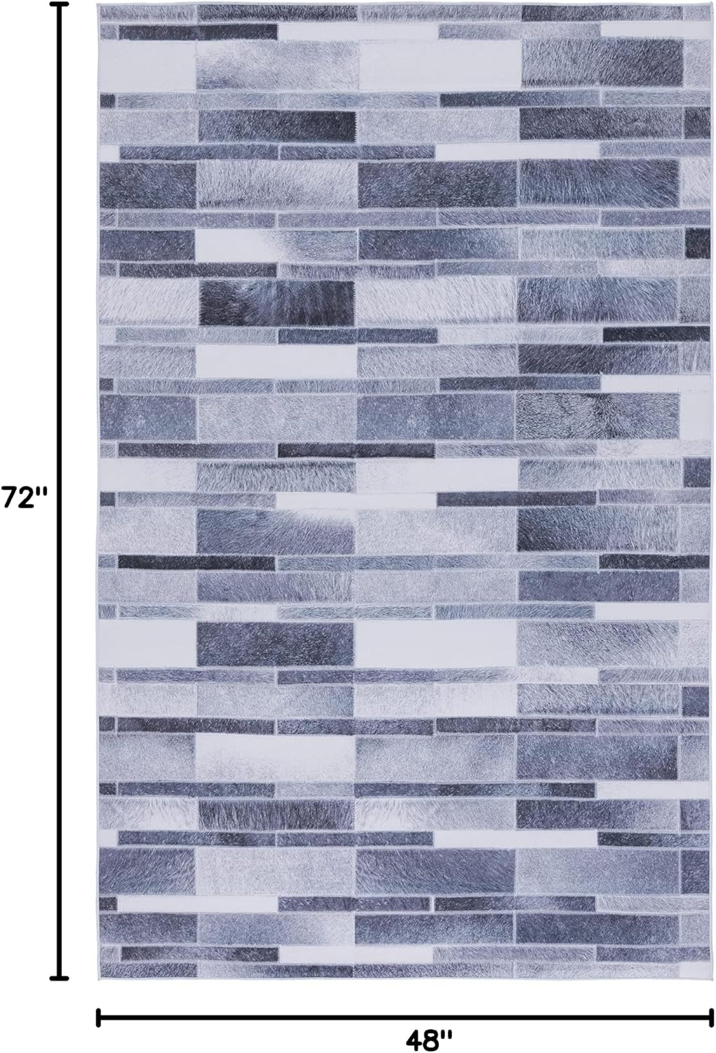 image:imageSAFAVIEH Washable Rug Faux Hide Collection 5 x 8 Grey amp Ivory Slip Resistant Modern Printed Pattern Ideal for Living Room Bedroom Home Office Dining Space FAH513FGreyIvory