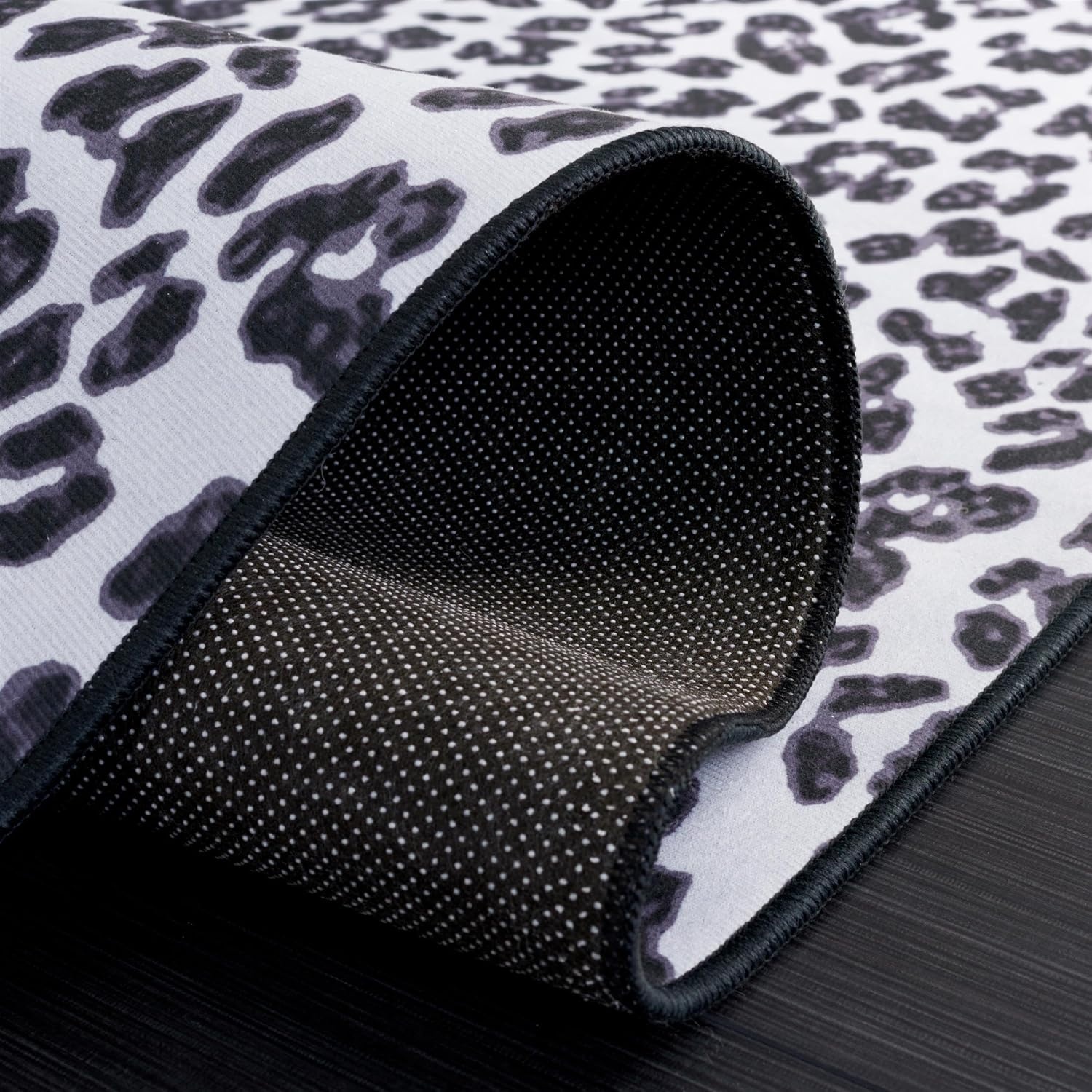 image:imageSAFAVIEH Washable Rug Faux Hide Collection 5 x 8 Ivory amp Black Slip Resistant Printed Leopard Pattern Ideal for Living Room Bedroom Home Office Dining Space FAH505AIvoryBlack