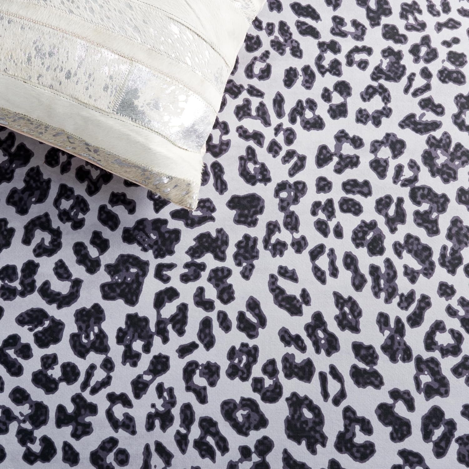 image:imageSAFAVIEH Washable Rug Faux Hide Collection 5 x 8 Ivory amp Black Slip Resistant Printed Leopard Pattern Ideal for Living Room Bedroom Home Office Dining Space FAH505AIvoryBlack