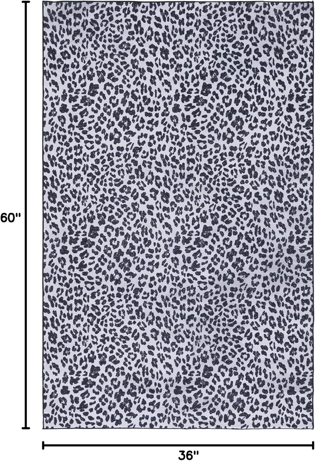 image:imageSAFAVIEH Washable Rug Faux Hide Collection 5 x 8 Ivory amp Black Slip Resistant Printed Leopard Pattern Ideal for Living Room Bedroom Home Office Dining Space FAH505AIvoryBlack