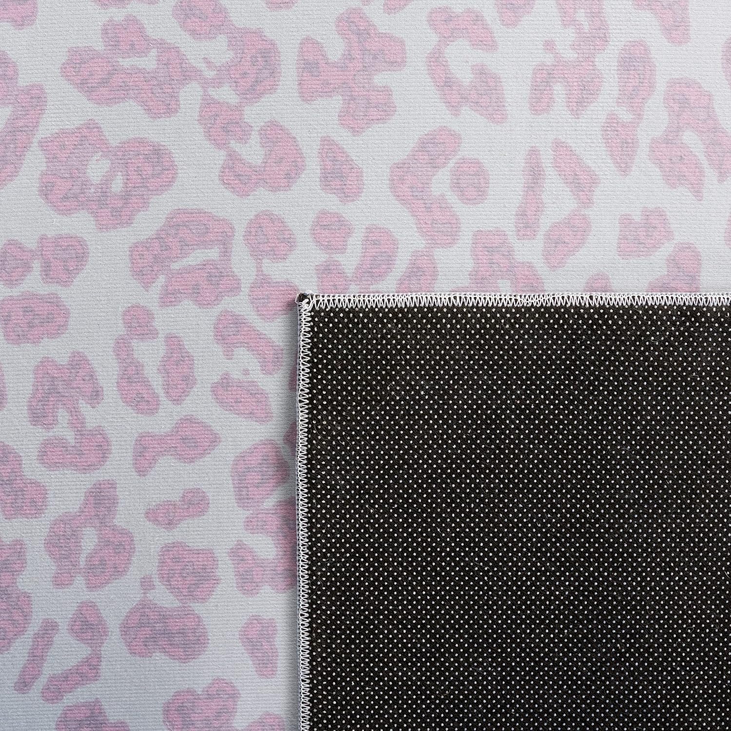 image:imageSAFAVIEH Washable Rug Faux Hide Collection 5 x 8 Ivory amp Black Slip Resistant Printed Leopard Pattern Ideal for Living Room Bedroom Home Office Dining Space FAH505AIvoryPink