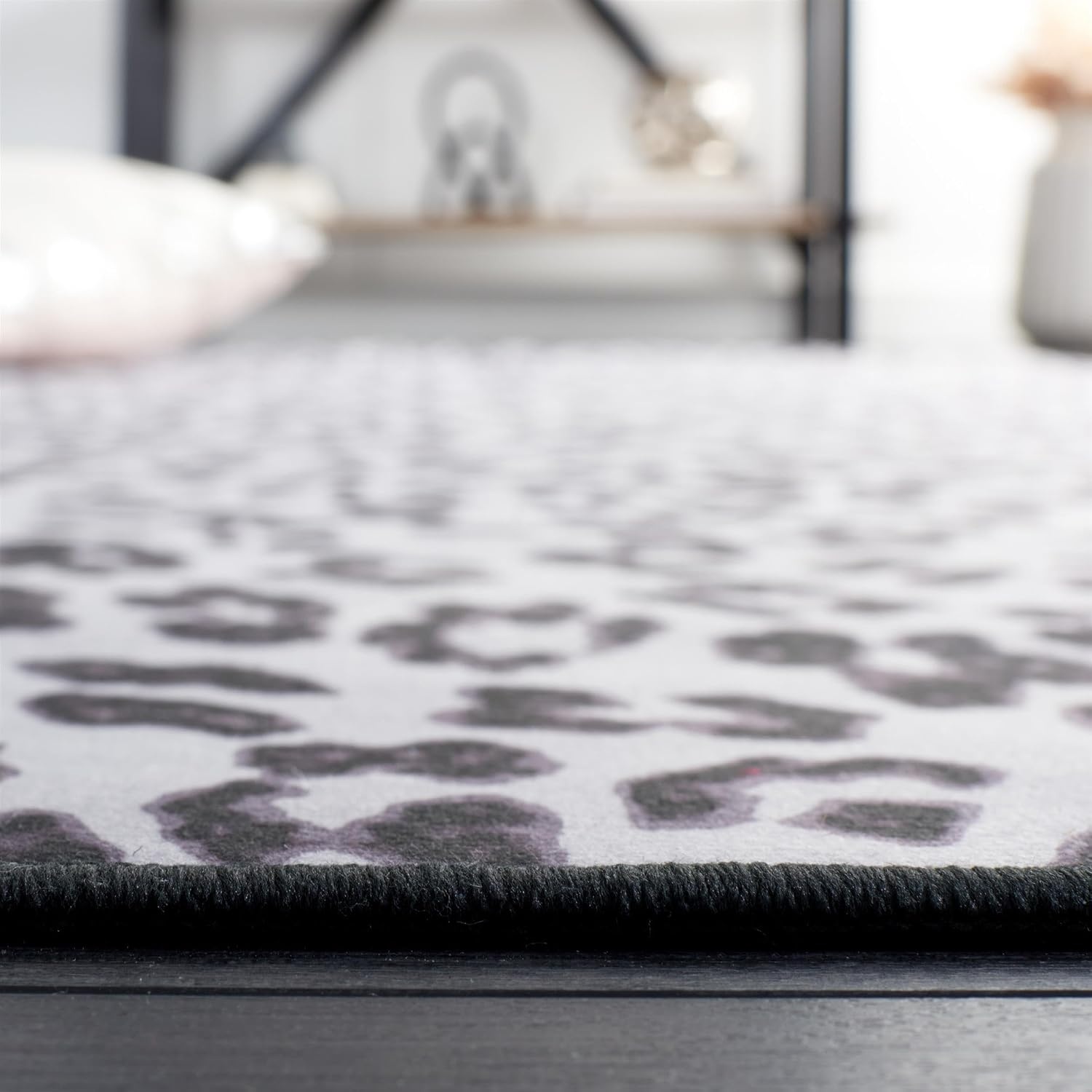 image:imageSAFAVIEH Washable Rug Faux Hide Collection 5 x 8 Ivory amp Black Slip Resistant Printed Leopard Pattern Ideal for Living Room Bedroom Home Office Dining Space FAH505AIvoryBlack