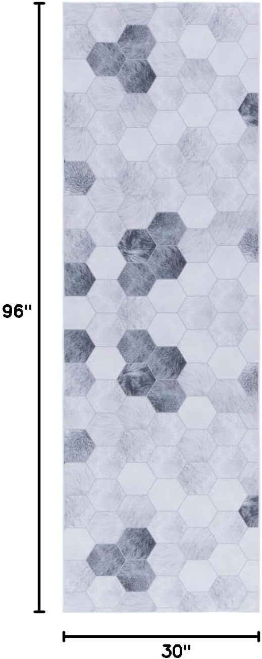 image:imageSAFAVIEH Washable Rug Faux Hide Collection 5 x 8 Ivory amp Grey Slip Resistant Modern Printed Pattern Ideal for Living Room Bedroom Home Office Dining Space FAH546AIvoryGrey