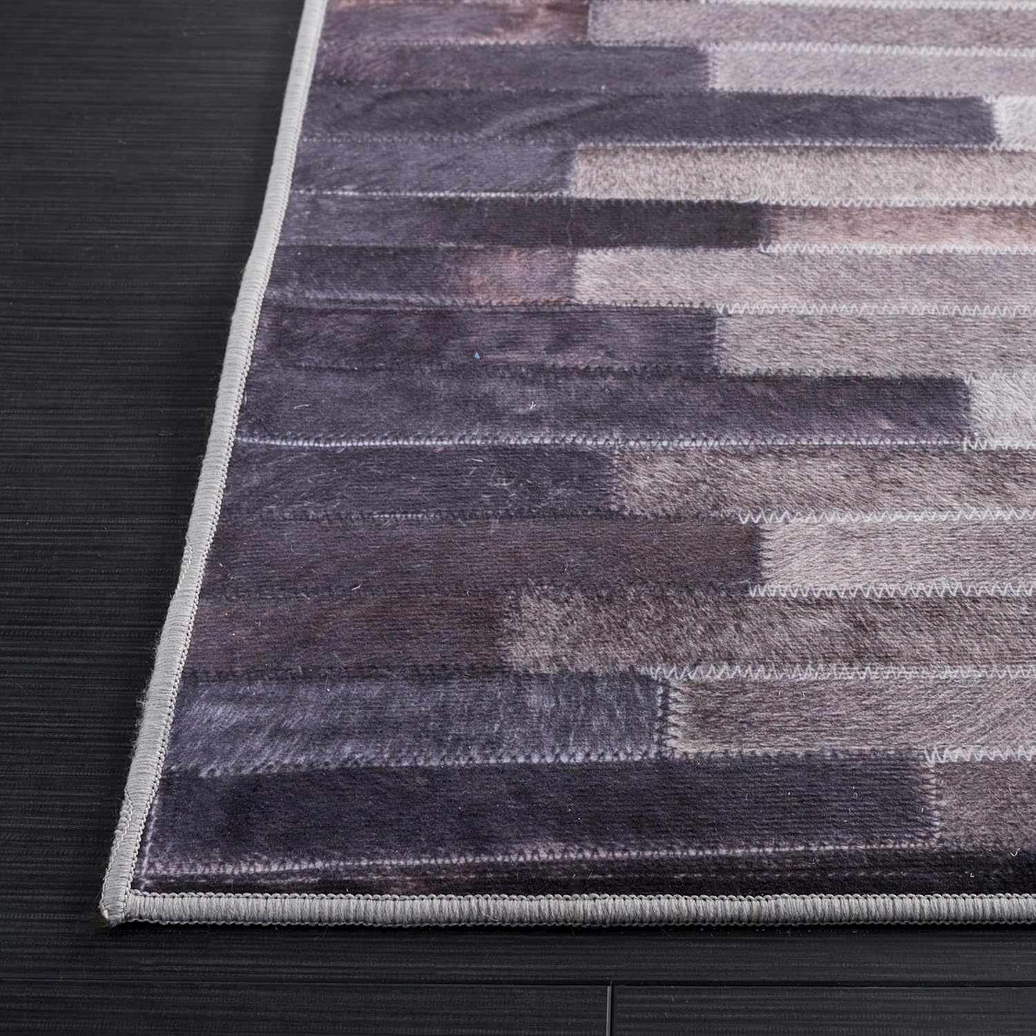 image:imageSAFAVIEH Washable Rug Faux Hide Collection 5 x 8 Ivory amp Grey Slip Resistant Modern Printed Pattern Ideal for Living Room Bedroom Home Office Dining Space FAH514AIvoryGrey