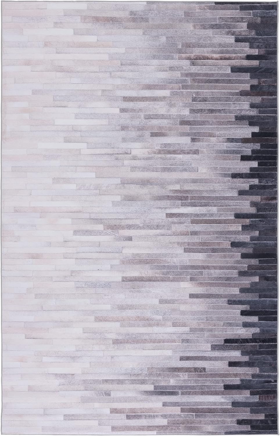image:imageSAFAVIEH Washable Rug Faux Hide Collection 5 x 8 Ivory amp Grey Slip Resistant Modern Printed Pattern Ideal for Living Room Bedroom Home Office Dining Space FAH514AIvoryGrey