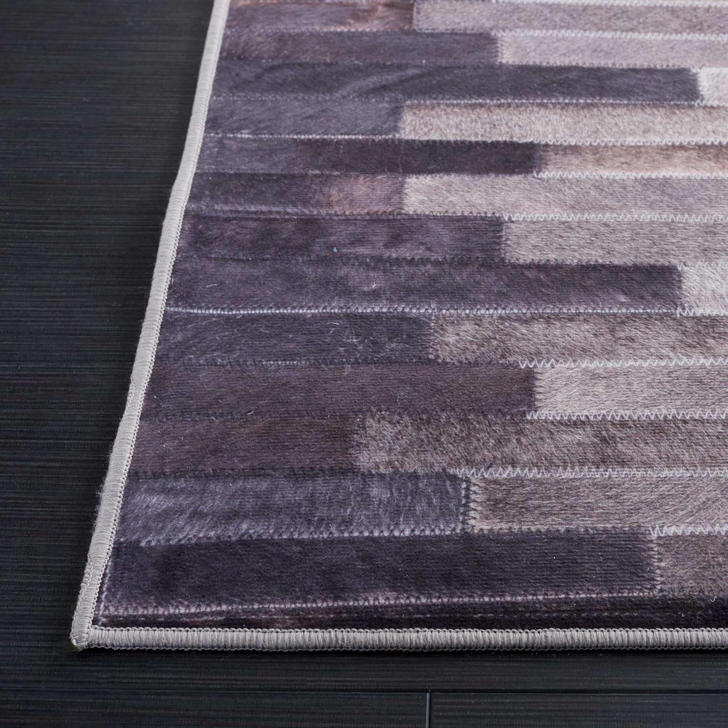 image:imageSAFAVIEH Washable Rug Faux Hide Collection 5 x 8 Ivory amp Grey Slip Resistant Modern Printed Pattern Ideal for Living Room Bedroom Home Office Dining Space FAH514AIvoryGrey
