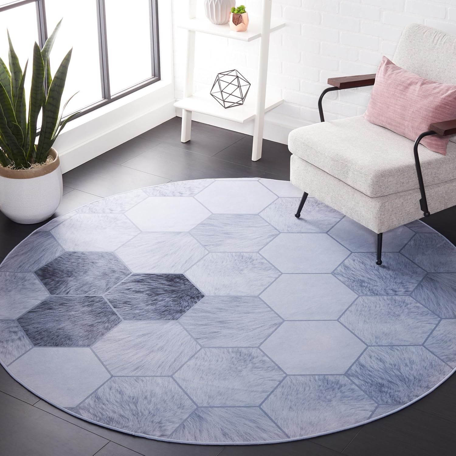 image:imageSAFAVIEH Washable Rug Faux Hide Collection 5 x 8 Ivory amp Grey Slip Resistant Modern Printed Pattern Ideal for Living Room Bedroom Home Office Dining Space FAH546AIvoryGrey