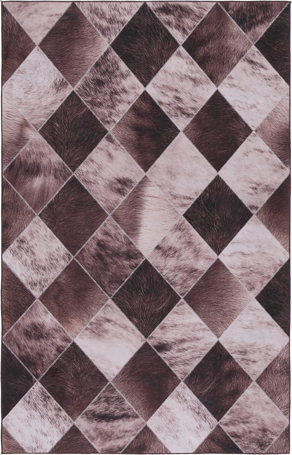image:imageSAFAVIEH Washable Rug Faux Hide Collection 5 x 8 Light Brown amp Brown Slip Resistant Western Rustic Decor Printed Pattern Ideal for Living Room Bedroom Home Office Dining Space FAH535SLight BrownBrown