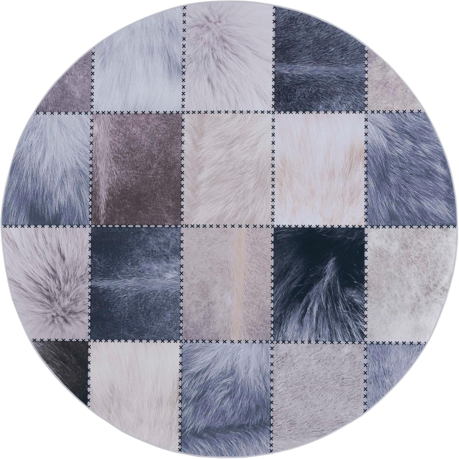 image:imageSAFAVIEH Washable Rug Faux Hide Collection 5 x 8 Light Grey amp Grey Slip Resistant Western Rustic Decor Printed Pattern Ideal for Living Room Bedroom Home Office Dining Space FAH519FBeigeGrey