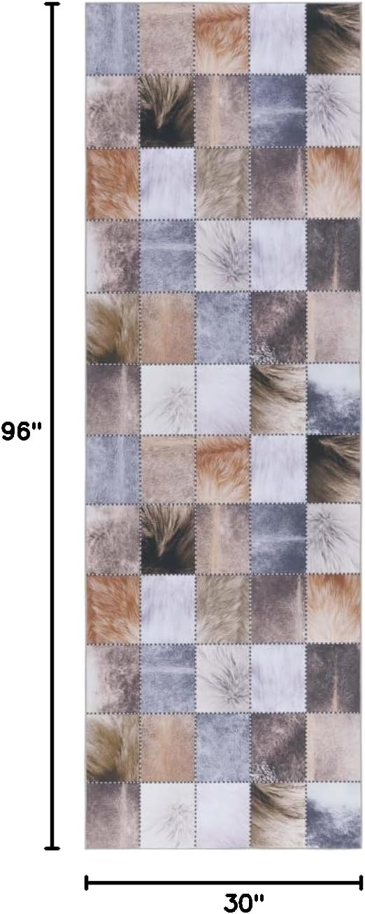 image:imageSAFAVIEH Washable Rug Faux Hide Collection 5 x 8 Light Grey amp Grey Slip Resistant Western Rustic Decor Printed Pattern Ideal for Living Room Bedroom Home Office Dining Space FAH519FBeigeBrown
