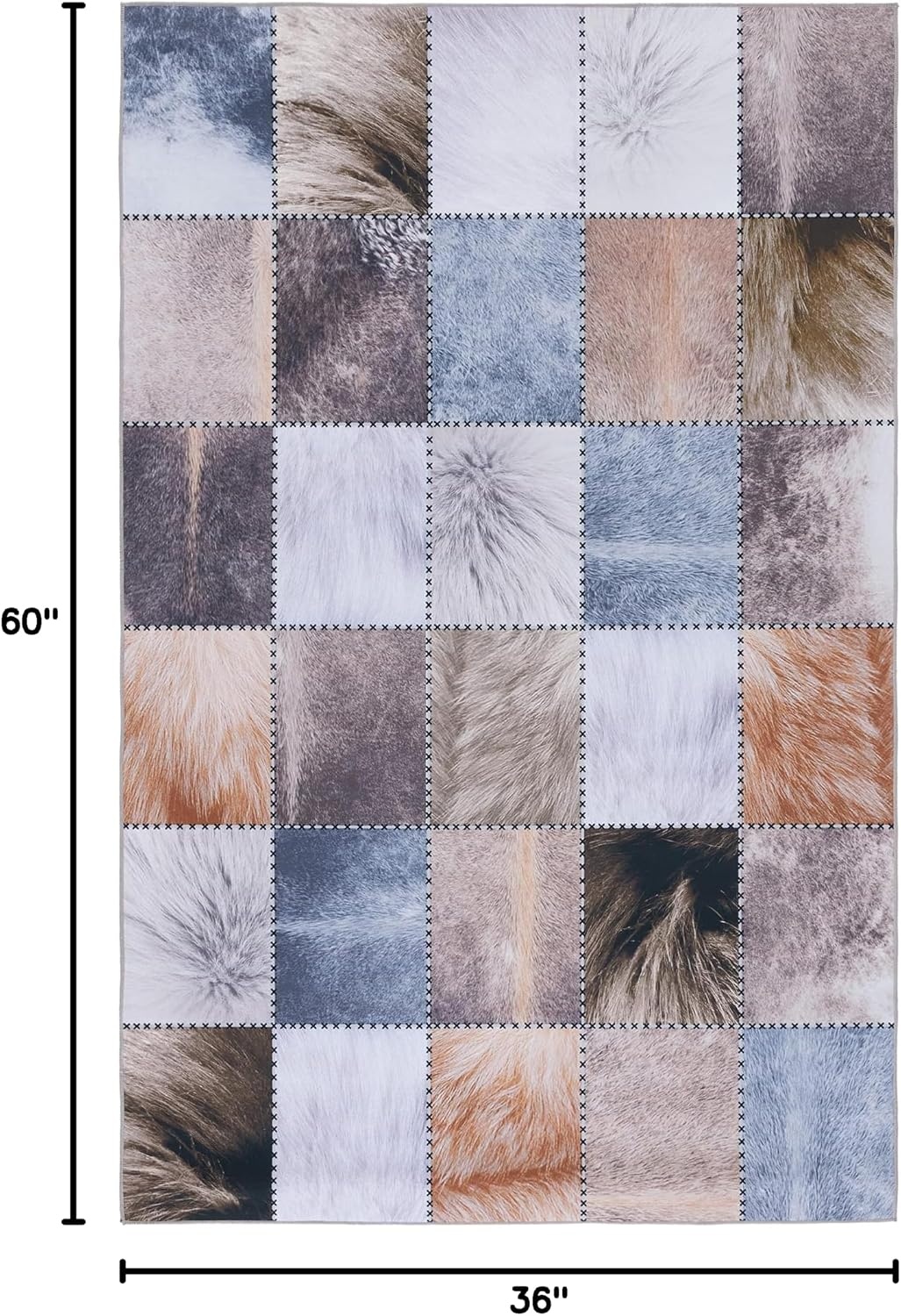 image:imageSAFAVIEH Washable Rug Faux Hide Collection 5 x 8 Light Grey amp Grey Slip Resistant Western Rustic Decor Printed Pattern Ideal for Living Room Bedroom Home Office Dining Space FAH519FBeigeBrown