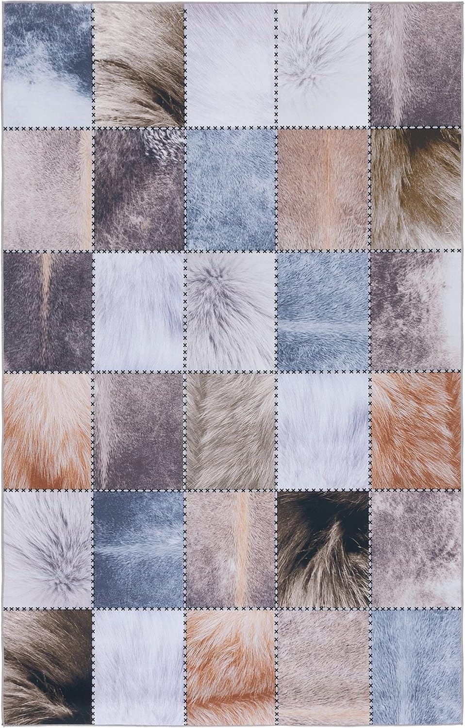 image:imageSAFAVIEH Washable Rug Faux Hide Collection 5 x 8 Light Grey amp Grey Slip Resistant Western Rustic Decor Printed Pattern Ideal for Living Room Bedroom Home Office Dining Space FAH519FBeigeBrown