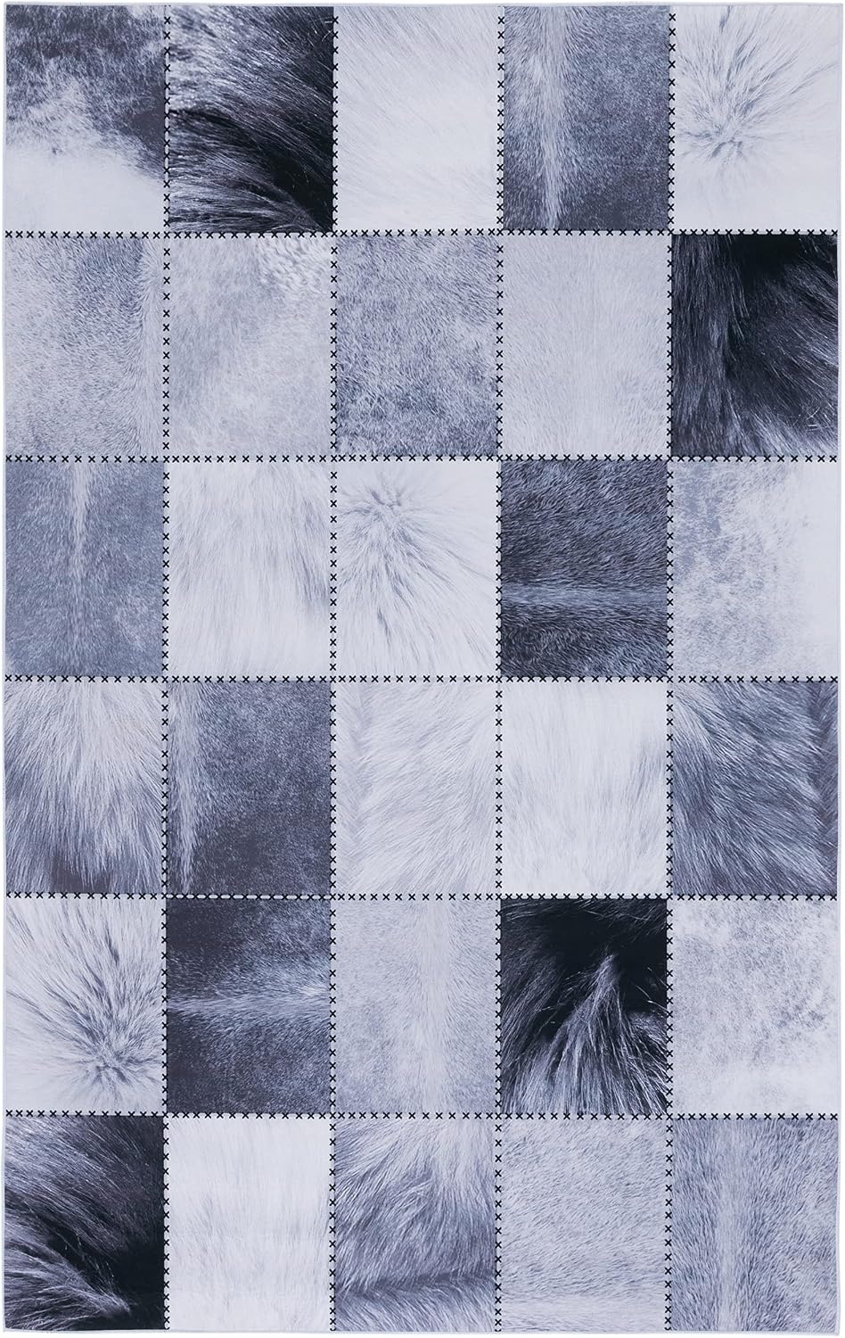 image:imageSAFAVIEH Washable Rug Faux Hide Collection 5 x 8 Light Grey amp Grey Slip Resistant Western Rustic Decor Printed Pattern Ideal for Living Room Bedroom Home Office Dining Space FAH519FLight GreyGrey