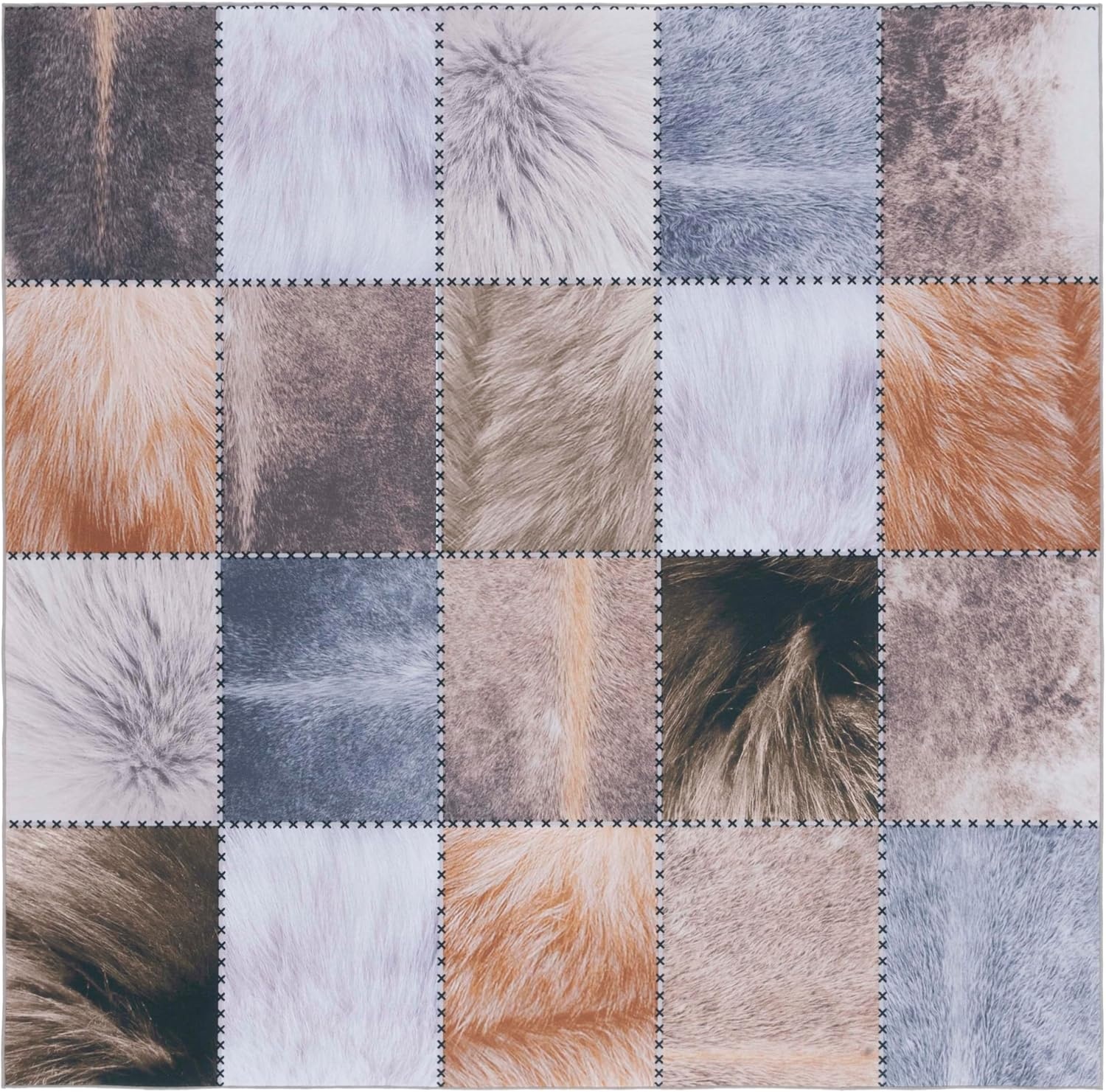 image:imageSAFAVIEH Washable Rug Faux Hide Collection 5 x 8 Light Grey amp Grey Slip Resistant Western Rustic Decor Printed Pattern Ideal for Living Room Bedroom Home Office Dining Space FAH519FBeigeBrown