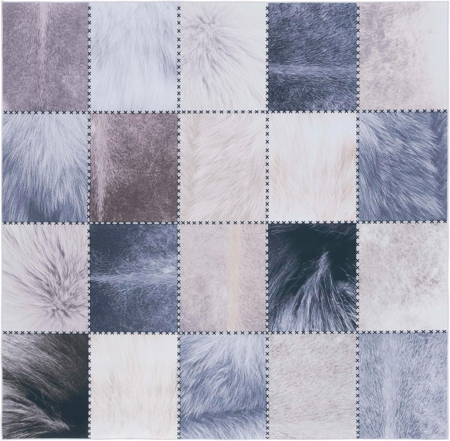 image:imageSAFAVIEH Washable Rug Faux Hide Collection 5 x 8 Light Grey amp Grey Slip Resistant Western Rustic Decor Printed Pattern Ideal for Living Room Bedroom Home Office Dining Space FAH519FBeigeGrey