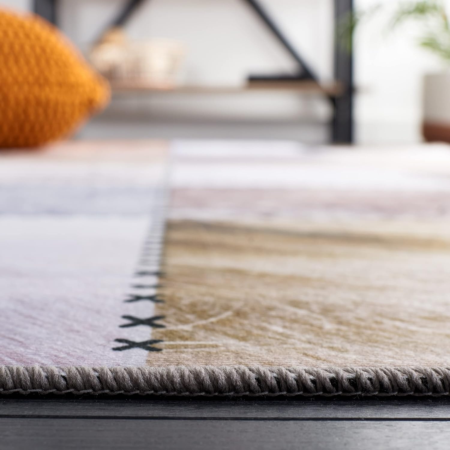 image:imageSAFAVIEH Washable Rug Faux Hide Collection 5 x 8 Light Grey amp Grey Slip Resistant Western Rustic Decor Printed Pattern Ideal for Living Room Bedroom Home Office Dining Space FAH519FBeigeBrown