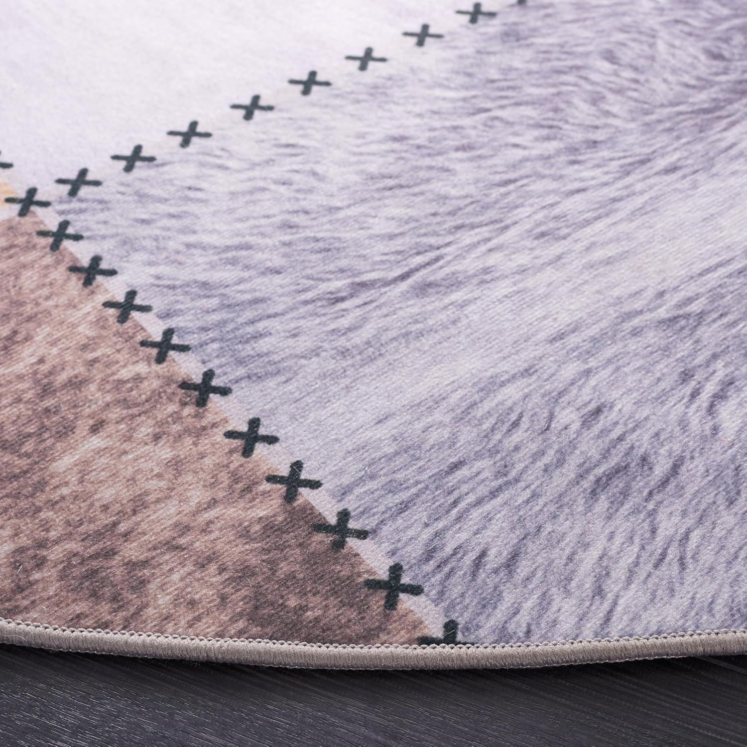 image:imageSAFAVIEH Washable Rug Faux Hide Collection 5 x 8 Light Grey amp Grey Slip Resistant Western Rustic Decor Printed Pattern Ideal for Living Room Bedroom Home Office Dining Space FAH519FBeigeBrown