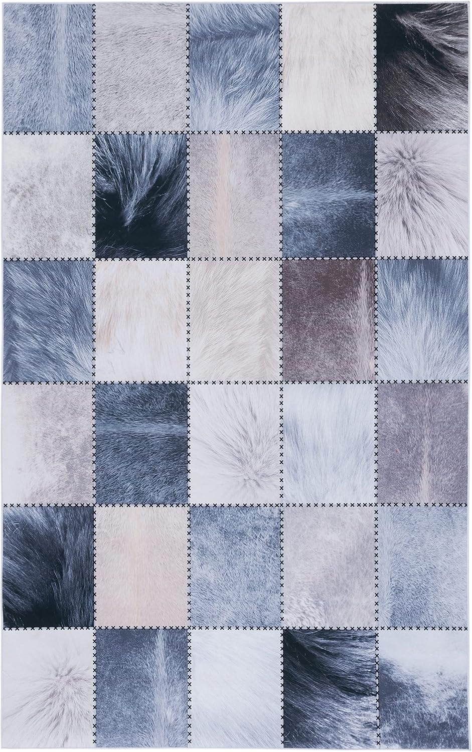 image:imageSAFAVIEH Washable Rug Faux Hide Collection 5 x 8 Light Grey amp Grey Slip Resistant Western Rustic Decor Printed Pattern Ideal for Living Room Bedroom Home Office Dining Space FAH519FBeigeGrey