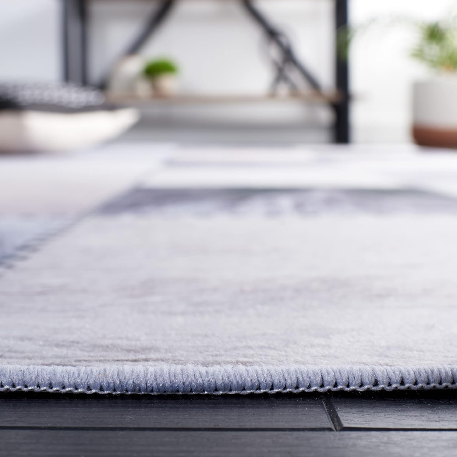 image:imageSAFAVIEH Washable Rug Faux Hide Collection 5 x 8 Light Grey amp Grey Slip Resistant Western Rustic Decor Printed Pattern Ideal for Living Room Bedroom Home Office Dining Space FAH519FBeigeGrey
