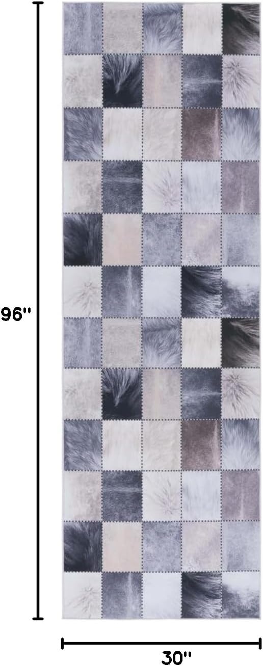image:imageSAFAVIEH Washable Rug Faux Hide Collection 5 x 8 Light Grey amp Grey Slip Resistant Western Rustic Decor Printed Pattern Ideal for Living Room Bedroom Home Office Dining Space FAH519FBeigeGrey