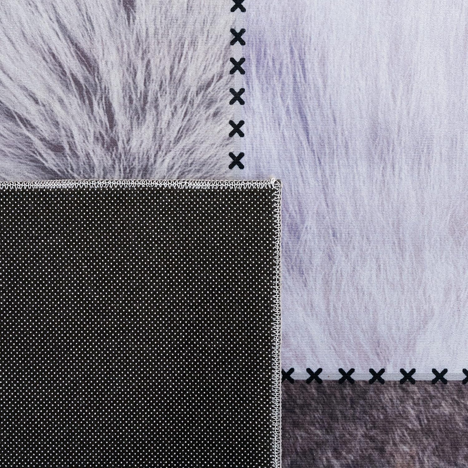 image:imageSAFAVIEH Washable Rug Faux Hide Collection 5 x 8 Light Grey amp Grey Slip Resistant Western Rustic Decor Printed Pattern Ideal for Living Room Bedroom Home Office Dining Space FAH519FBeigeBrown