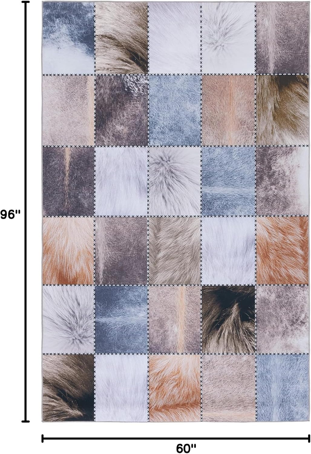 image:imageSAFAVIEH Washable Rug Faux Hide Collection 5 x 8 Light Grey amp Grey Slip Resistant Western Rustic Decor Printed Pattern Ideal for Living Room Bedroom Home Office Dining Space FAH519FBeigeBrown
