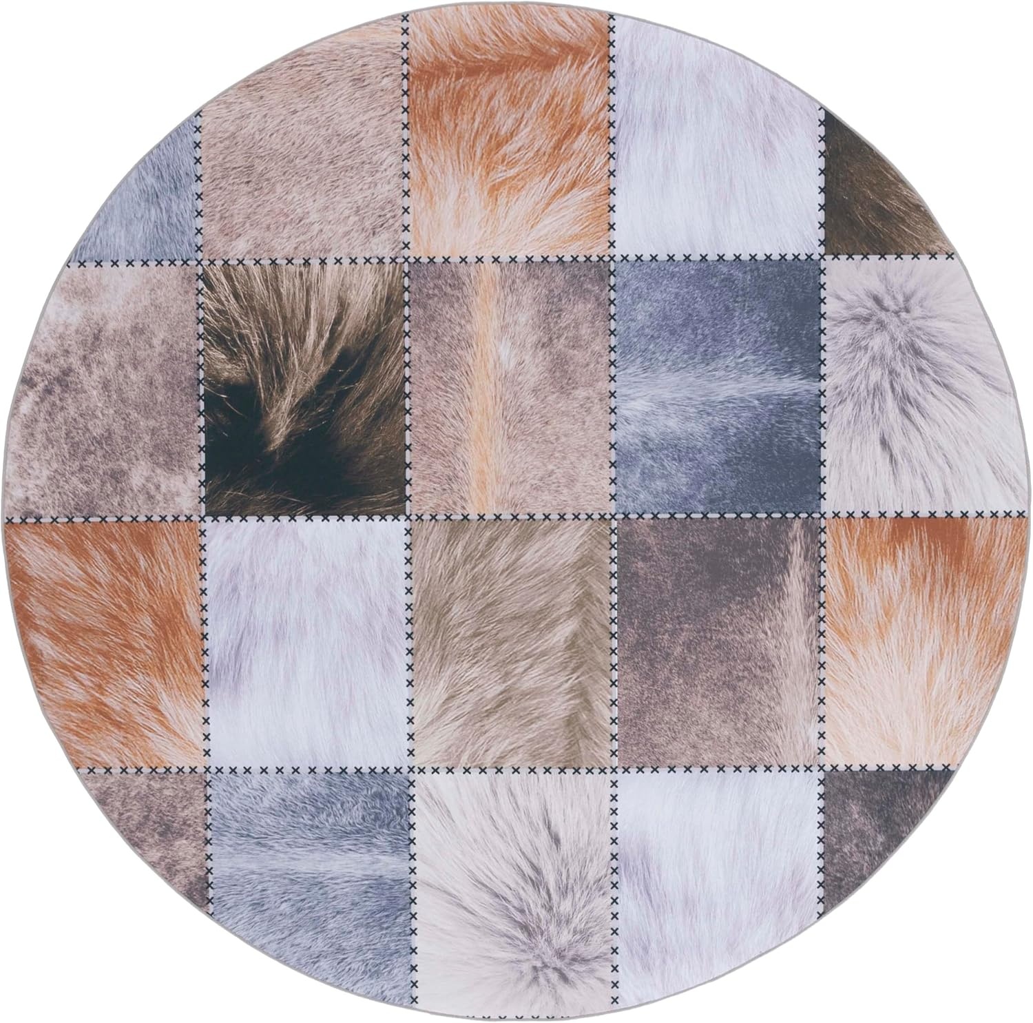 image:imageSAFAVIEH Washable Rug Faux Hide Collection 5 x 8 Light Grey amp Grey Slip Resistant Western Rustic Decor Printed Pattern Ideal for Living Room Bedroom Home Office Dining Space FAH519FBeigeBrown