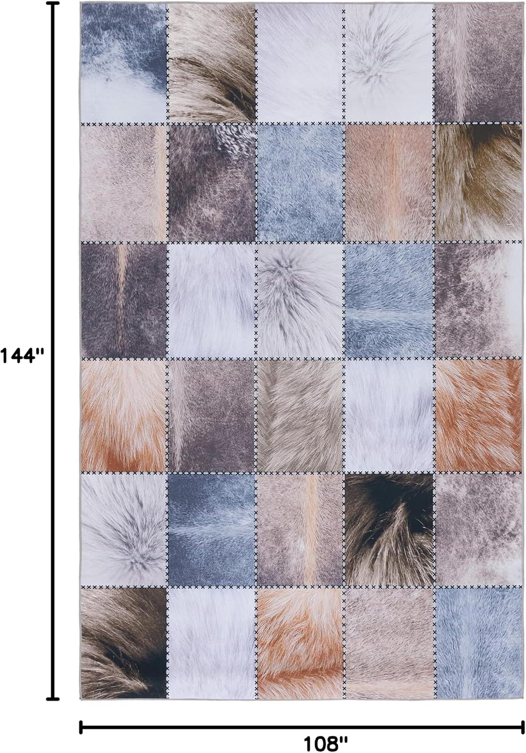 image:imageSAFAVIEH Washable Rug Faux Hide Collection 5 x 8 Light Grey amp Grey Slip Resistant Western Rustic Decor Printed Pattern Ideal for Living Room Bedroom Home Office Dining Space FAH519FBeigeBrown
