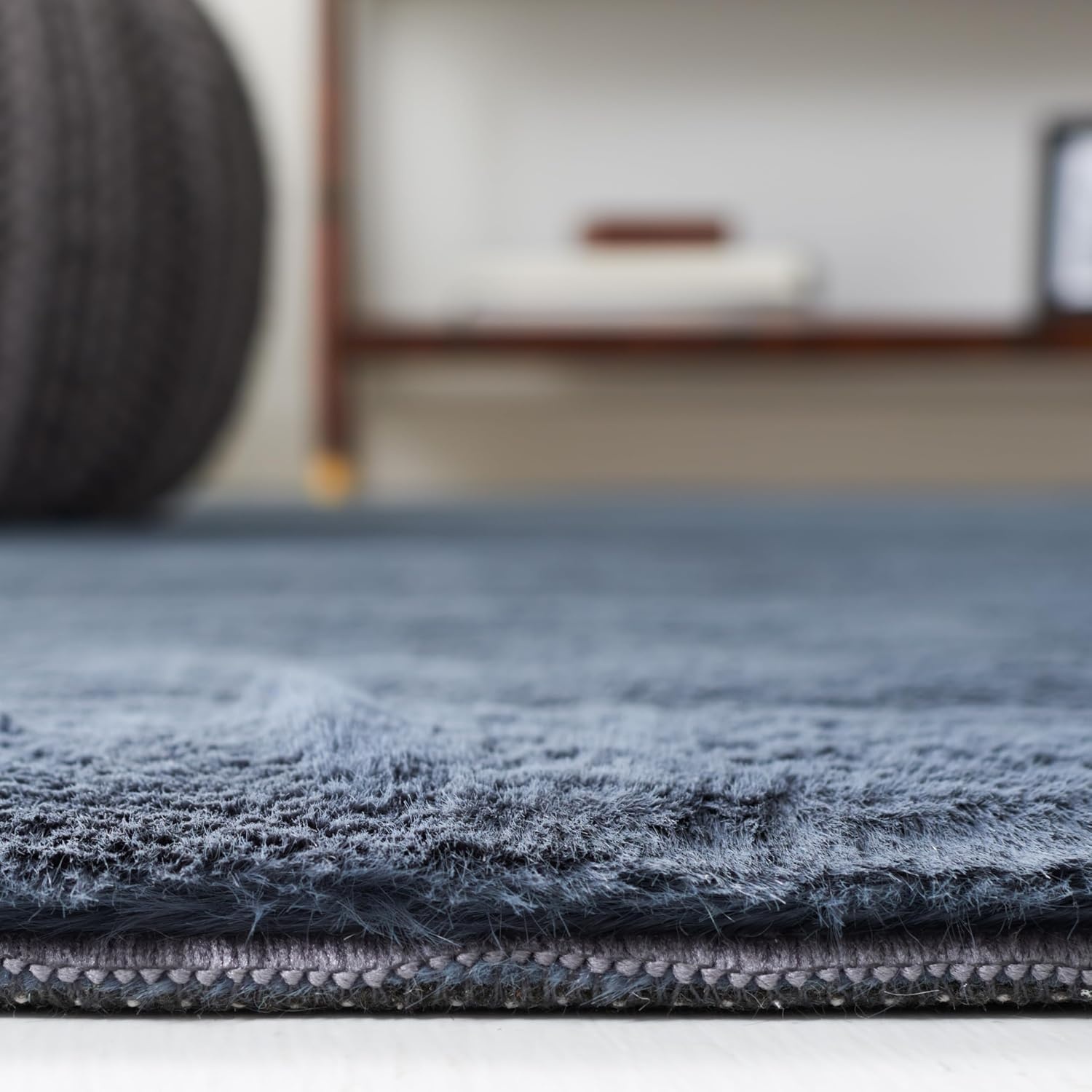 image:imageSAFAVIEH Washable Rug Faux Rabbit Fur Shag Collection 5 x 7 Beige Slip Resistant amp Easy Cleaning Ideal for Living Room Bedroom Kids Playroom Nursery Dining Space FRF500BDark Grey