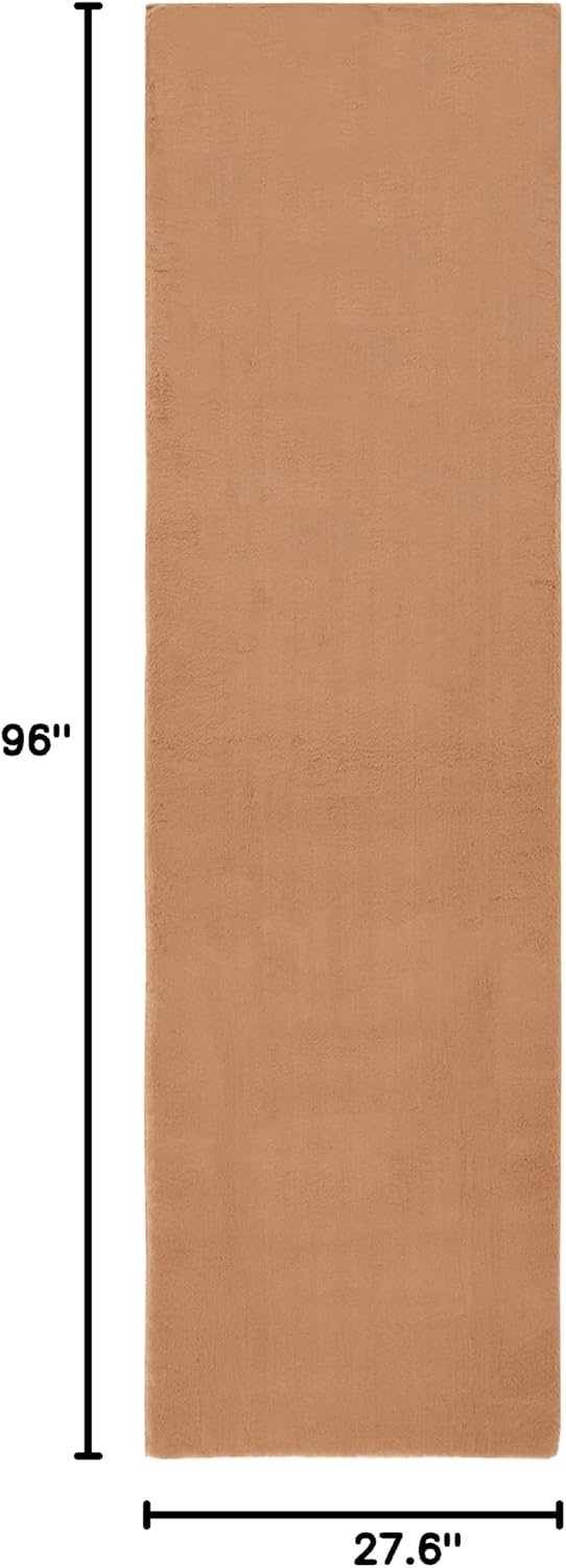 image:imageSAFAVIEH Washable Rug Faux Rabbit Fur Shag Collection 5 x 7 Beige Slip Resistant amp Easy Cleaning Ideal for Living Room Bedroom Kids Playroom Nursery Dining Space FRF500BBrown
