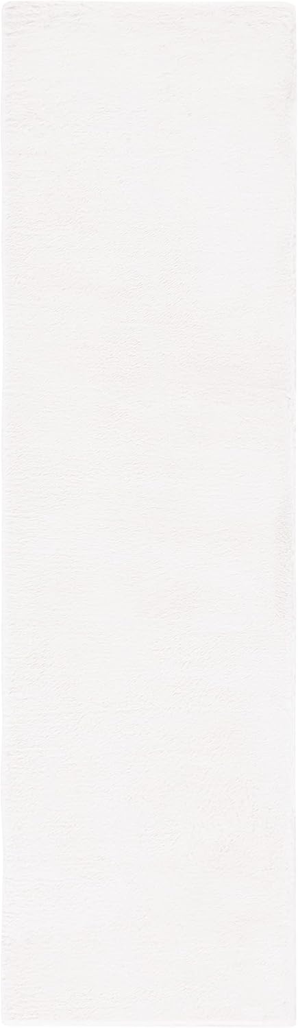 image:imageSAFAVIEH Washable Rug Faux Rabbit Fur Shag Collection 5 x 7 Beige Slip Resistant amp Easy Cleaning Ideal for Living Room Bedroom Kids Playroom Nursery Dining Space FRF500BOff White